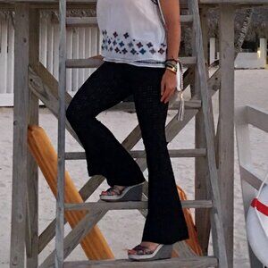 Eyelet Black Flare Pants